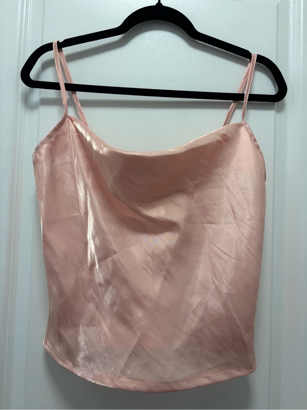 Nasty Gal Pale Pink Satin Cowl Neck Camisole